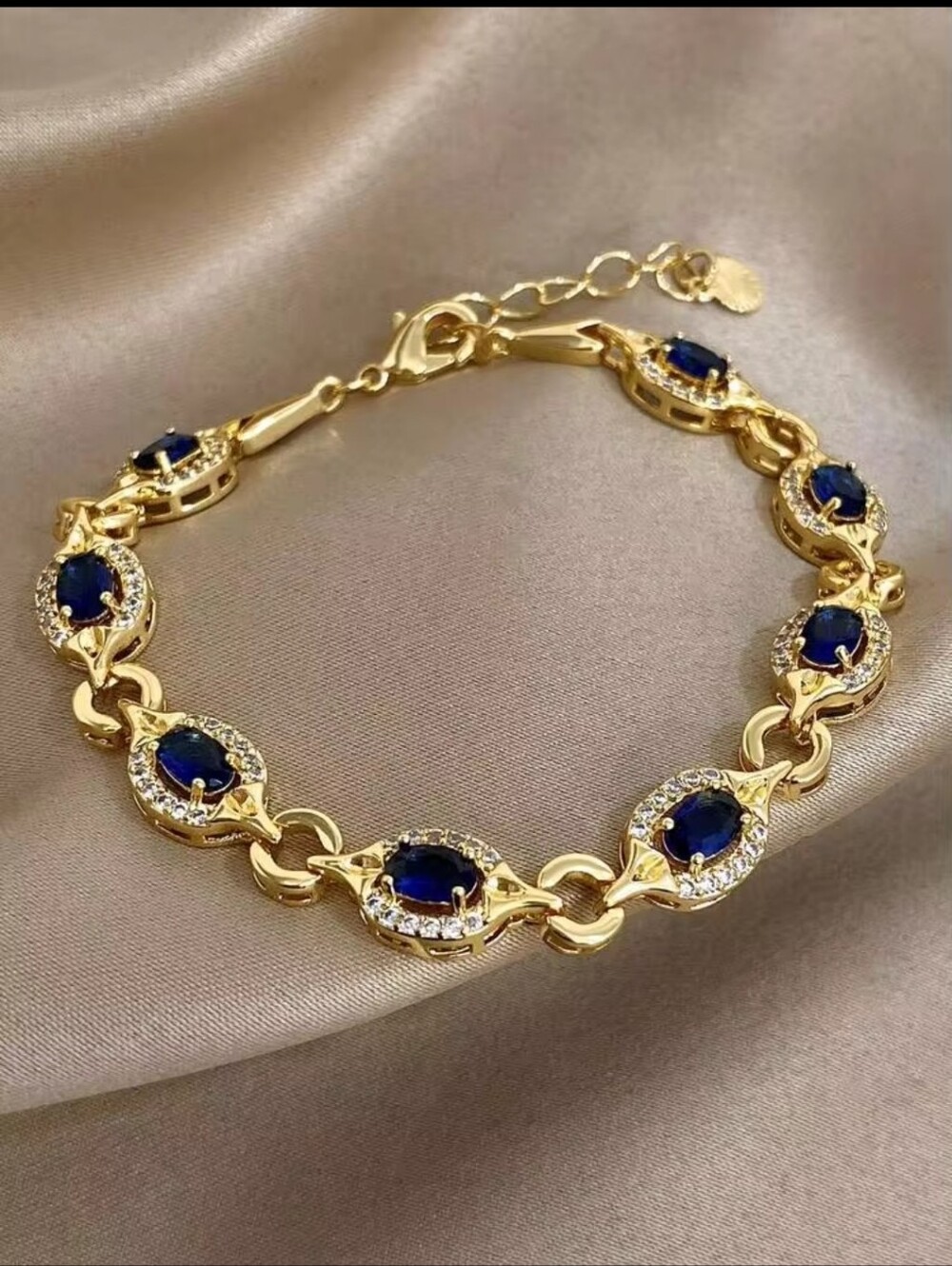 Multicolor Sapphire Bracelet 18k Real Gold Plated, Anti-fading Luxury Vintage - Picture 4 of 11